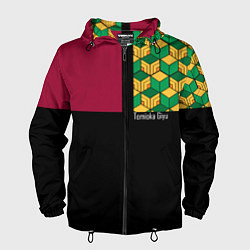 Ветровка с капюшоном мужская Гию Томиока Kimetsu no Yaiba, цвет: 3D-черный