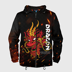 Ветровка с капюшоном мужская Dragon Огненный дракон, цвет: 3D-черный