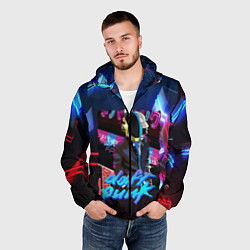 Ветровка с капюшоном мужская Daft punk neon rock, цвет: 3D-черный — фото 2