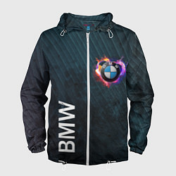 Ветровка с капюшоном мужская BMW Heart Grooved Texture, цвет: 3D-белый