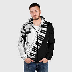 Ветровка с капюшоном мужская Черно Белое пианино, цвет: 3D-черный — фото 2