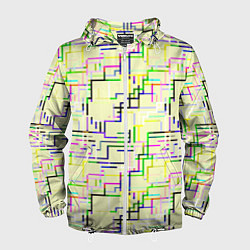Ветровка с капюшоном мужская Geometric Color, цвет: 3D-белый