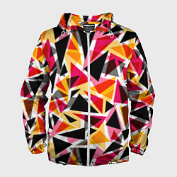 Ветровка с капюшоном мужская Разноцветные треугольники, цвет: 3D-белый