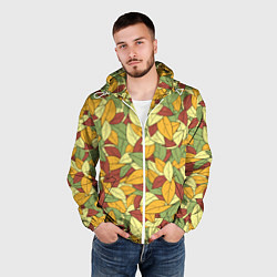 Ветровка с капюшоном мужская Яркие осенние листья, цвет: 3D-белый — фото 2