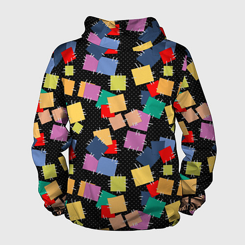 Мужская ветровка Заплатки на черном фоне / 3D-Черный – фото 2