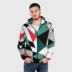Ветровка с капюшоном мужская Абстрактный геометрический, цвет: 3D-черный — фото 2