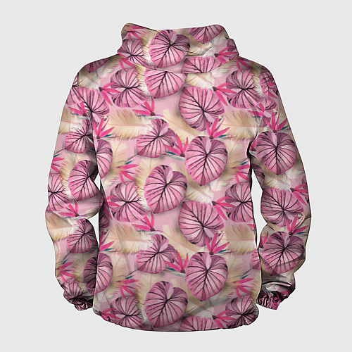 Мужская ветровка Розовый тропический узор / 3D-Черный – фото 2