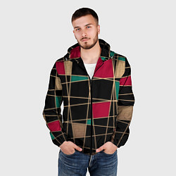 Ветровка с капюшоном мужская Модный абстрактный узор, цвет: 3D-черный — фото 2