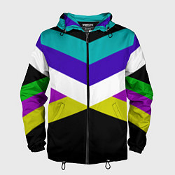 Ветровка с капюшоном мужская Полосы, цвет: 3D-черный