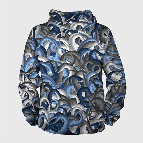 Мужская ветровка Синий камуфляж с щупальцами / 3D-Черный – фото 2
