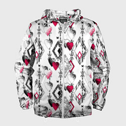 Ветровка с капюшоном мужская Абстрактный современный узор, цвет: 3D-белый