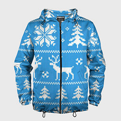 Ветровка с капюшоном мужская Зимняя ночь, цвет: 3D-черный