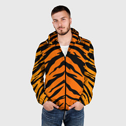 Ветровка с капюшоном мужская Шкура тигра, цвет: 3D-черный — фото 2