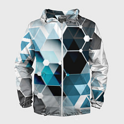 Ветровка с капюшоном мужская Абстракция FLO, цвет: 3D-белый