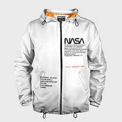 Ветровка с капюшоном мужская NASA БЕЛАЯ ФОРМА, цвет: 3D-черный