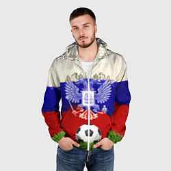 Ветровка с капюшоном мужская Российский футбол, цвет: 3D-белый — фото 2