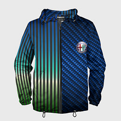 Ветровка с капюшоном мужская Фантазия на тему Alfa-Romeo, цвет: 3D-черный