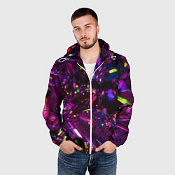 Ветровка с капюшоном мужская Фиолетовый бриллиант, цвет: 3D-белый — фото 2