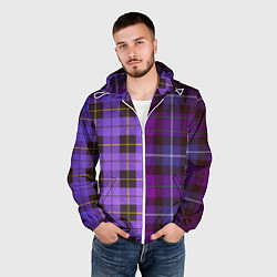Ветровка с капюшоном мужская Purple Checkered, цвет: 3D-белый — фото 2