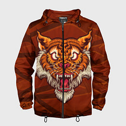 Ветровка с капюшоном мужская Тигр Evil, цвет: 3D-черный
