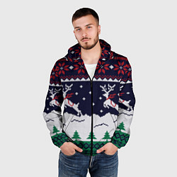 Ветровка с капюшоном мужская СВИТЕР С ОЛЕНЯМИ DEER SWEATER, цвет: 3D-черный — фото 2