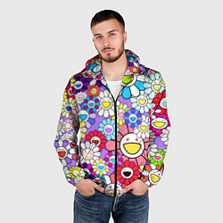 Ветровка с капюшоном мужская Цветы Takashi Murakami, цвет: 3D-черный — фото 2