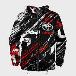 Ветровка с капюшоном мужская Toyota - Следы шин, цвет: 3D-черный