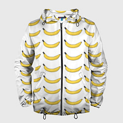 Ветровка с капюшоном мужская Крупный Банановый рай, цвет: 3D-черный