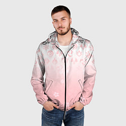 Ветровка с капюшоном мужская ГЕНШИН ИМПАКТ ЯПОНИЯ САКУРА ЦВЕТОК, цвет: 3D-черный — фото 2