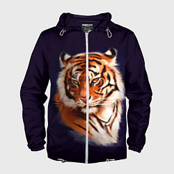 Ветровка с капюшоном мужская Грозный Тигр Символ 2022 Года Tiger Beast, цвет: 3D-белый