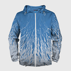 Ветровка с капюшоном мужская Коллекция Rays Лучи Голубой и серый Абстракция 650, цвет: 3D-белый