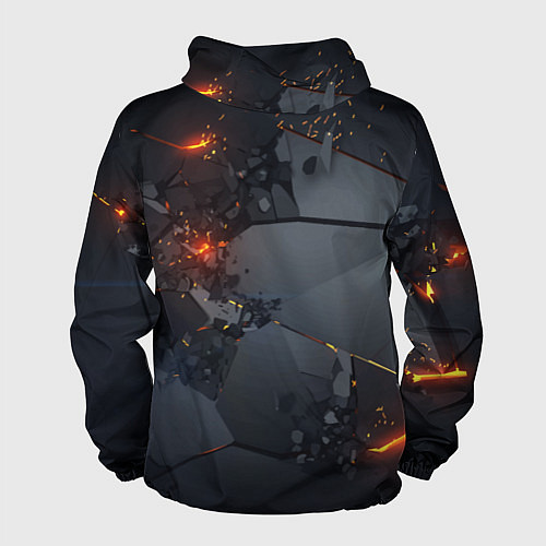 Мужская ветровка НЕОНОВЫЙ ВЗРЫВ ПЛИТЫ, ОБЛОМКИ NEON EXPLOSION / 3D-Черный – фото 2