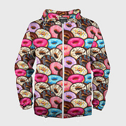 Ветровка с капюшоном мужская Sweet donuts, цвет: 3D-белый