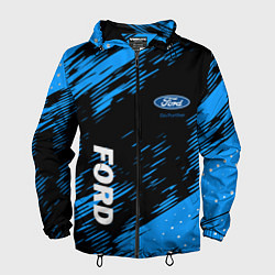 Ветровка с капюшоном мужская Форд , Ford, цвет: 3D-черный