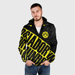 Ветровка с капюшоном мужская Боруссия Дортмунд, Borussia Dortmund, цвет: 3D-черный — фото 2