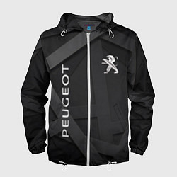 Ветровка с капюшоном мужская Peugeot black, цвет: 3D-белый