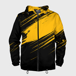 Ветровка с капюшоном мужская Black and yellow grunge, цвет: 3D-черный