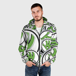 Ветровка с капюшоном мужская Skoda Шкода Pattern, цвет: 3D-черный — фото 2