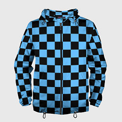Ветровка с капюшоном мужская Шахматная доска Синяя, цвет: 3D-черный