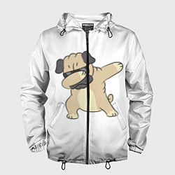 Ветровка с капюшоном мужская Дэббинг дог мопс, Dabbing dog, цвет: 3D-черный