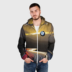 Ветровка с капюшоном мужская BMW Night route, цвет: 3D-белый — фото 2