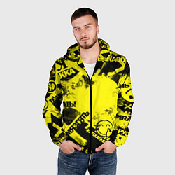Ветровка с капюшоном мужская Черно-желтый беспредел, цвет: 3D-черный — фото 2