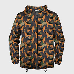 Ветровка с капюшоном мужская Немецкие Военные Овчарки Кинолог, цвет: 3D-черный