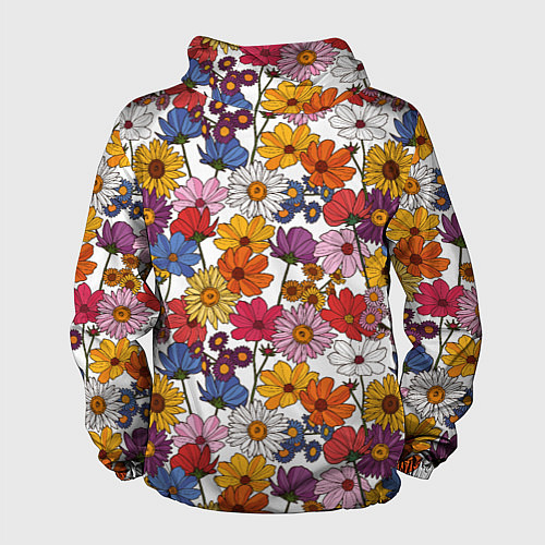 Мужская ветровка Полевые Цветы на белом фоне / 3D-Черный – фото 2