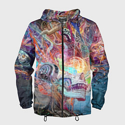 Ветровка с капюшоном мужская Cyber skull Vanguard pattern, цвет: 3D-черный