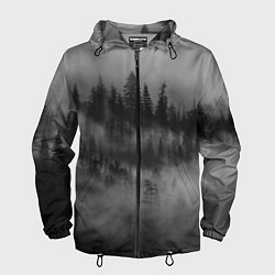 Ветровка с капюшоном мужская Туманный лес - природа, цвет: 3D-черный
