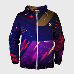 Ветровка с капюшоном мужская Cyber neon pattern Vanguard, цвет: 3D-белый