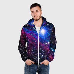 Ветровка с капюшоном мужская Открытый космос Star Neon, цвет: 3D-белый — фото 2