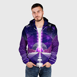 Ветровка с капюшоном мужская Vaporwave Neon Space, цвет: 3D-белый — фото 2