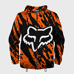 Ветровка с капюшоном мужская FOX MOTOCROSS ORANGE, цвет: 3D-черный